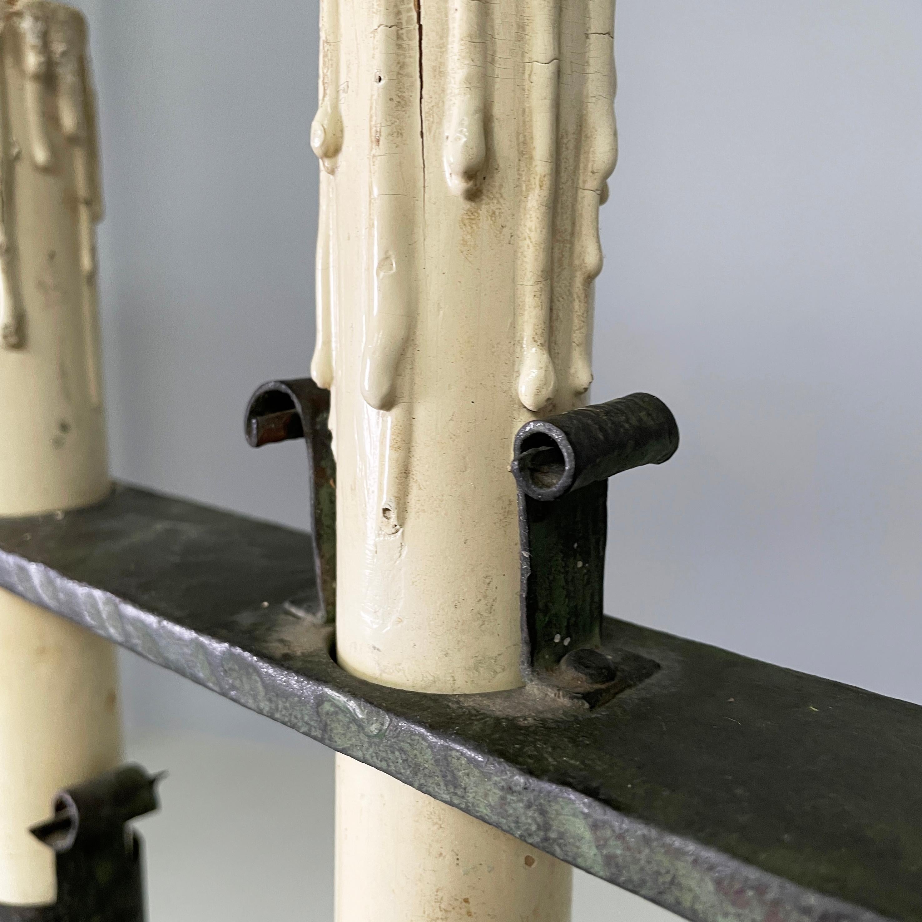 Italian antique Chandelier with eight lights in crafted wrought iron, 1930s For Sale 4