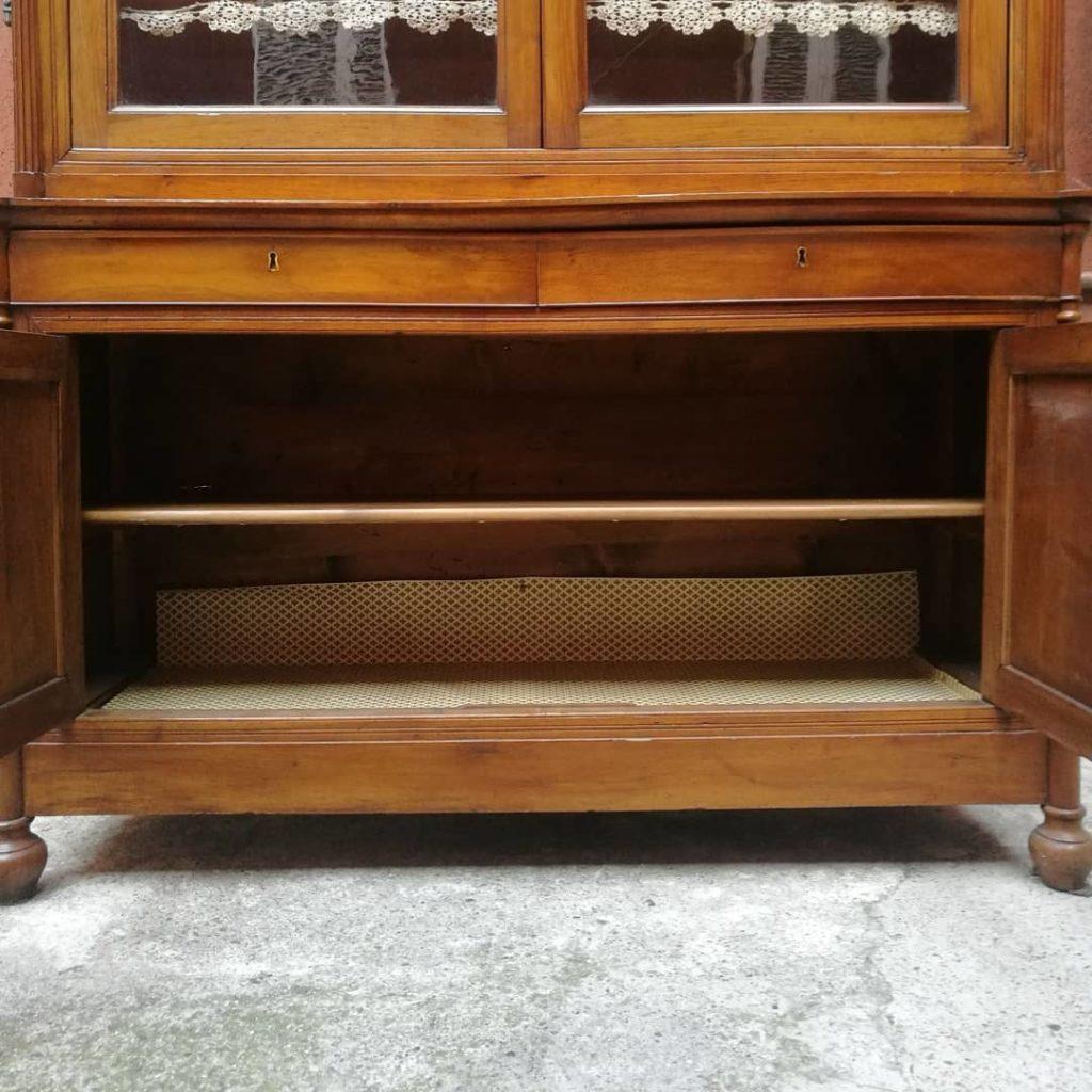 Italian Antique Cherrywood and Glass Highboard Whit Showcase, 1900s 1