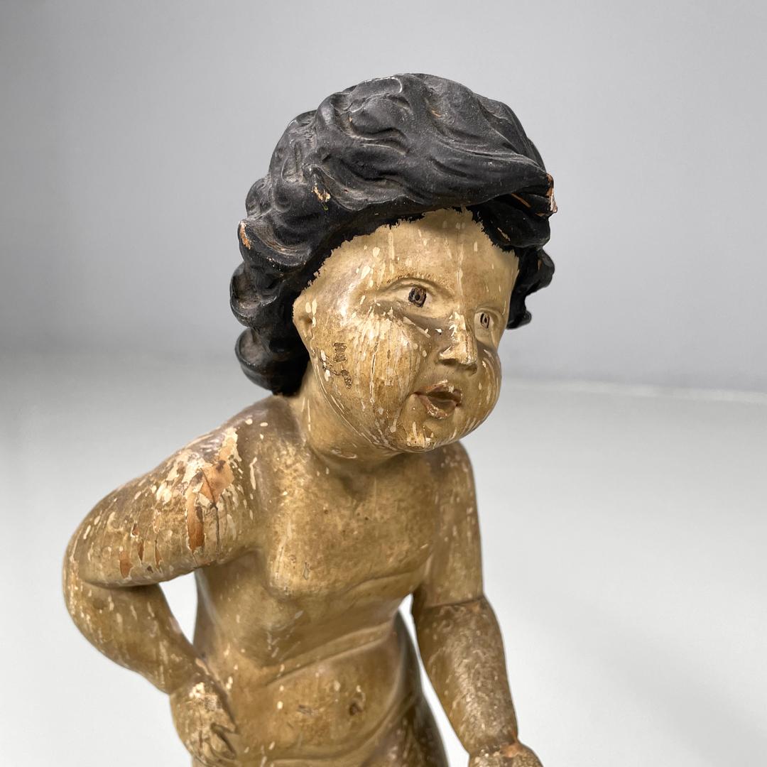 Italian antique cherub wooden sculptures, end of 1800s For Sale 2