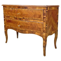 Italian antique chest of drawers in wood with two drawers and keys, late 1800s