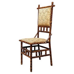 Italian Antique Colonial Bamboo and Orginal Fabric Chair, 1910s