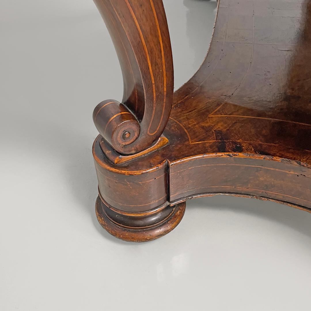 Italienischer antiker Konsolentisch aus Holz und Marmor mit Intarsiendekorationen, 1840 im Angebot 15