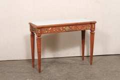 Italian Antique Console Table w/White Honed Marble Top