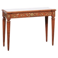 Italian Antique Console Table w/White Honed Marble Top