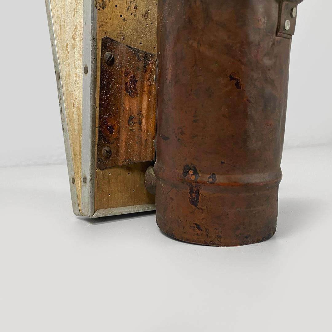 Italian antique copper wood and bee smoker with bellows, first half of 1900s 14