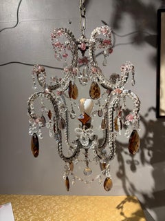 Lampadario italiano in cristallo antico, anni '50