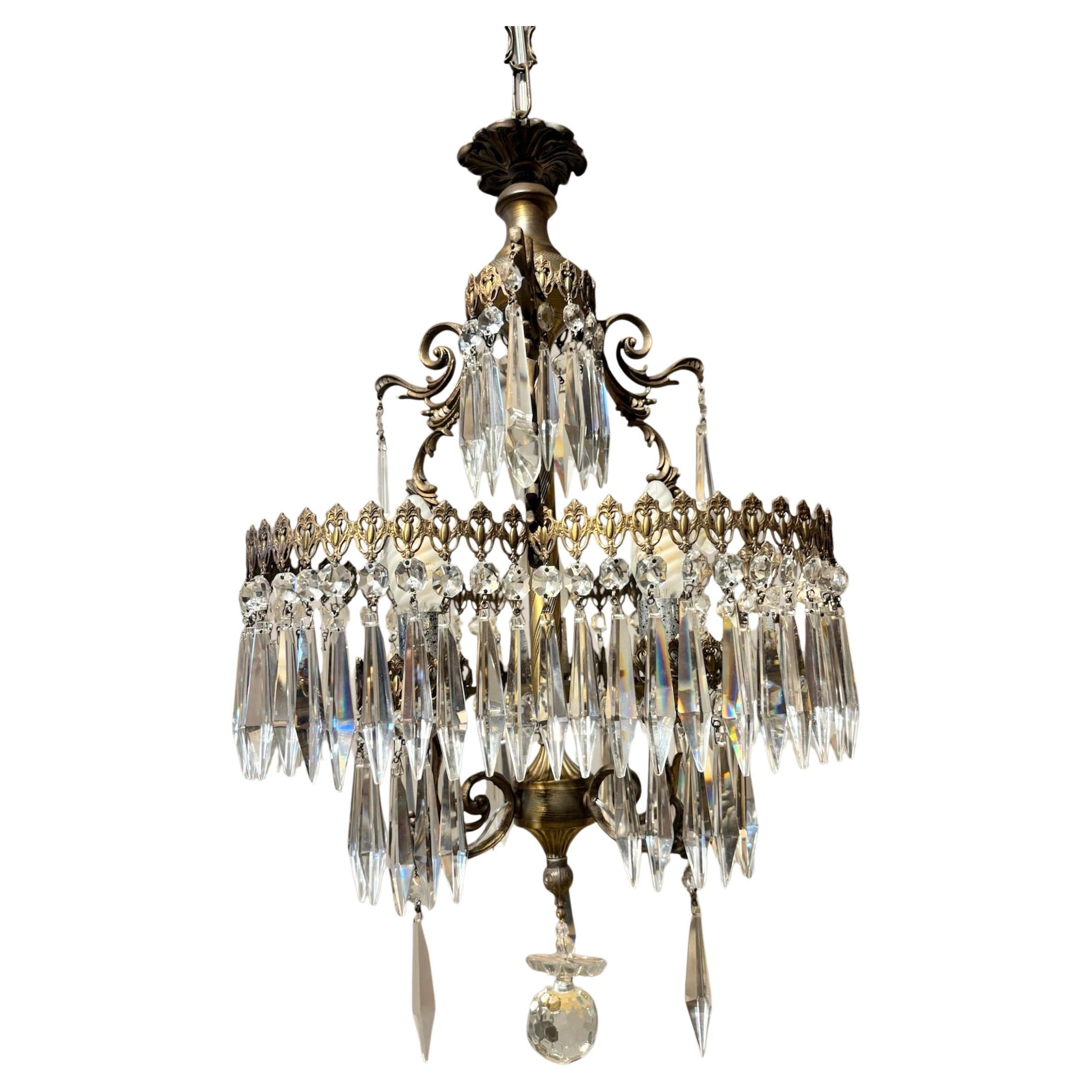 Italian Antique Crystal Chandelier, 1950s