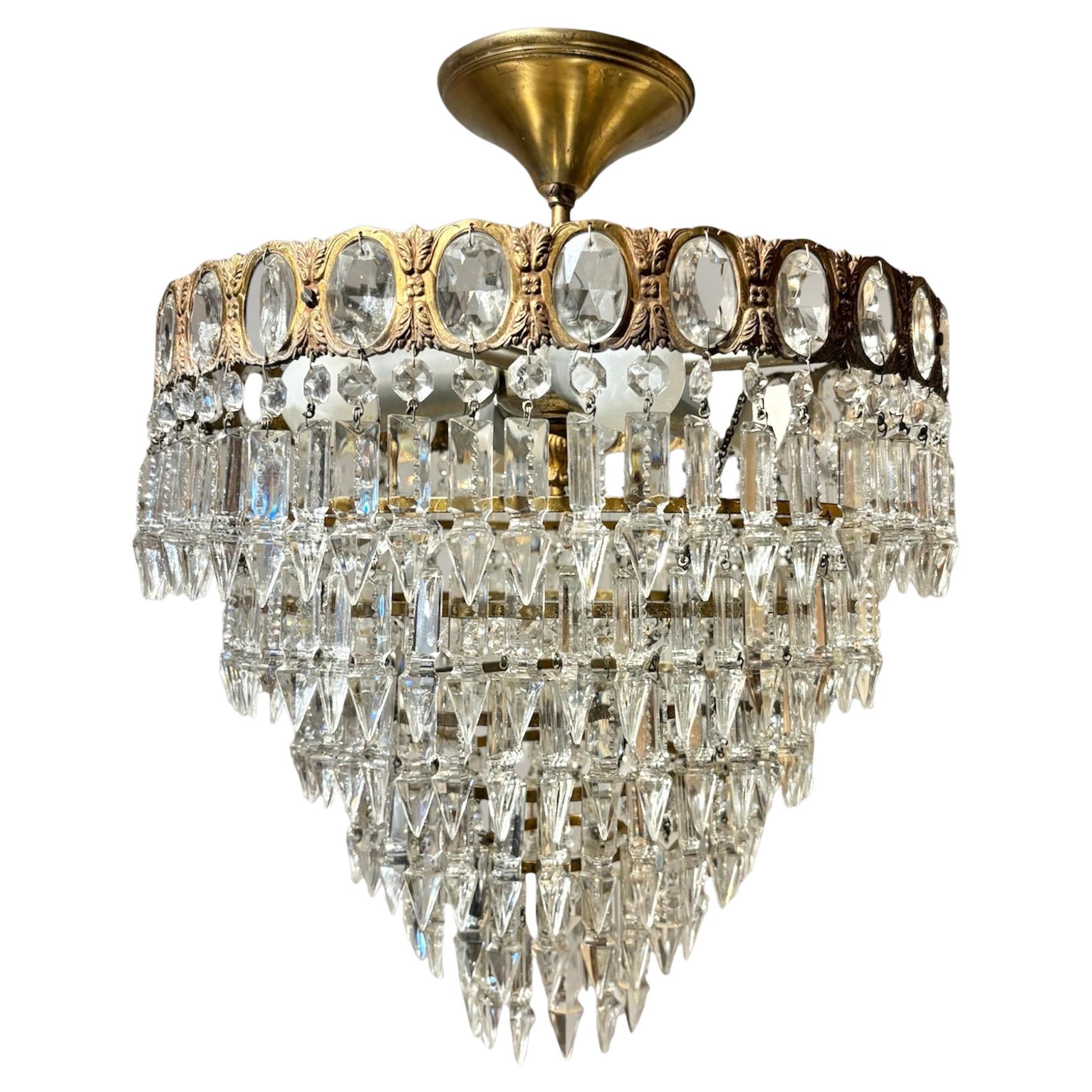 Italian Antique Crystal Chandelier, 1950s