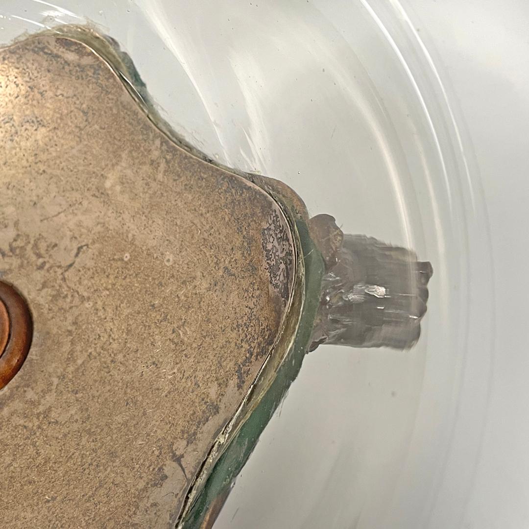 Italian antique cup with glass hemisphere and decorated wood stem, early 1900s For Sale 5