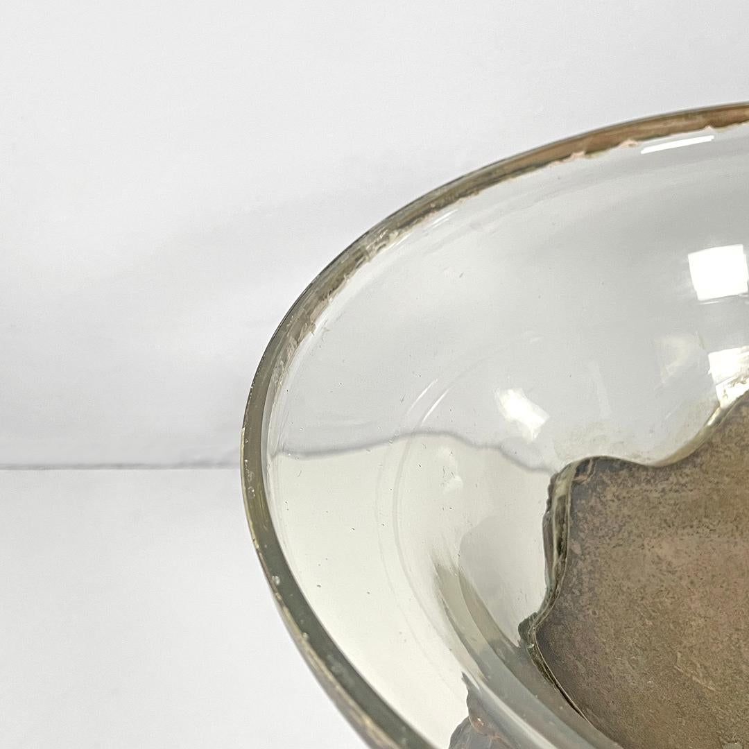 Italian antique cup with glass hemisphere and decorated wood stem, early 1900s For Sale 1