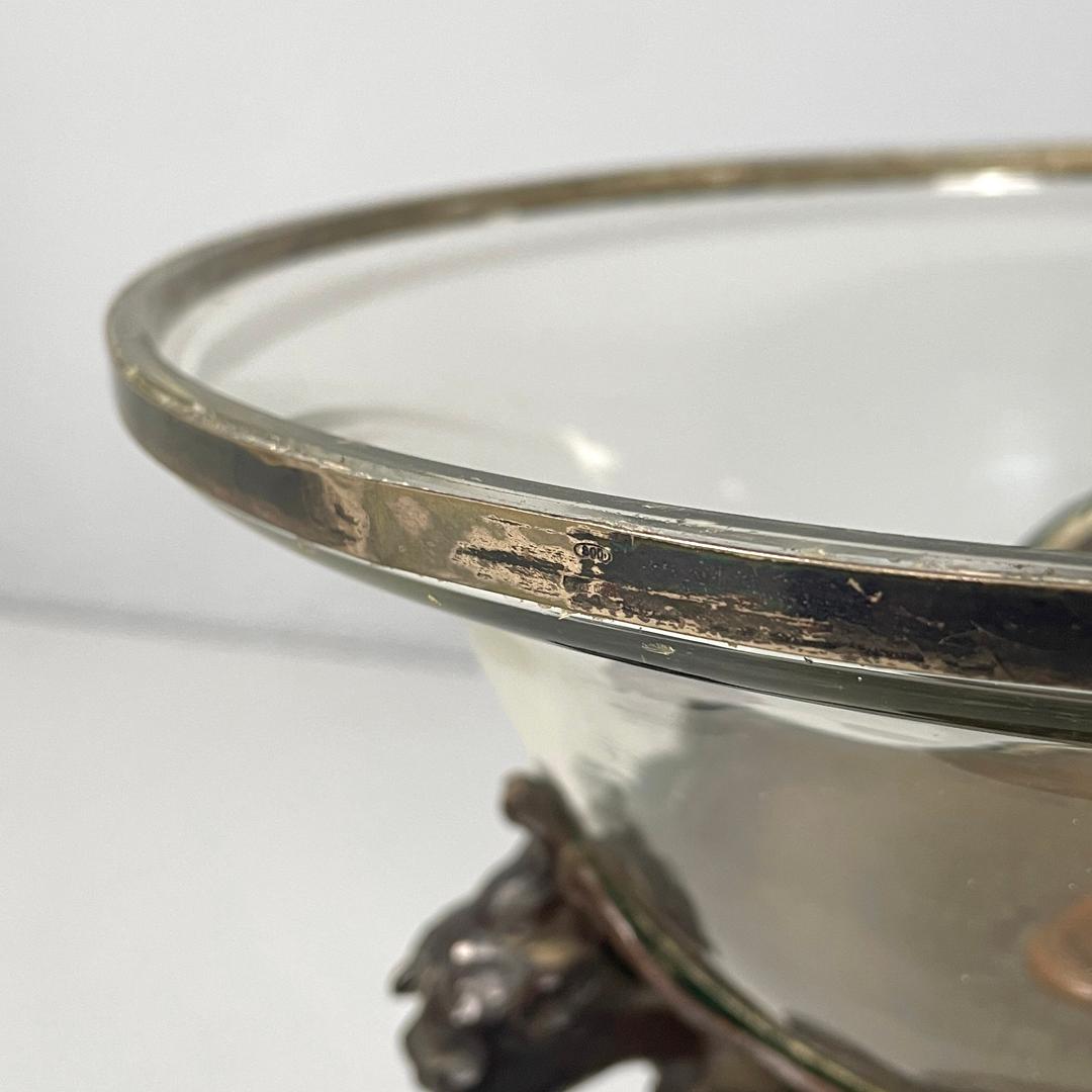 Italian antique cup with glass hemisphere and decorated wood stem, early 1900s For Sale 2