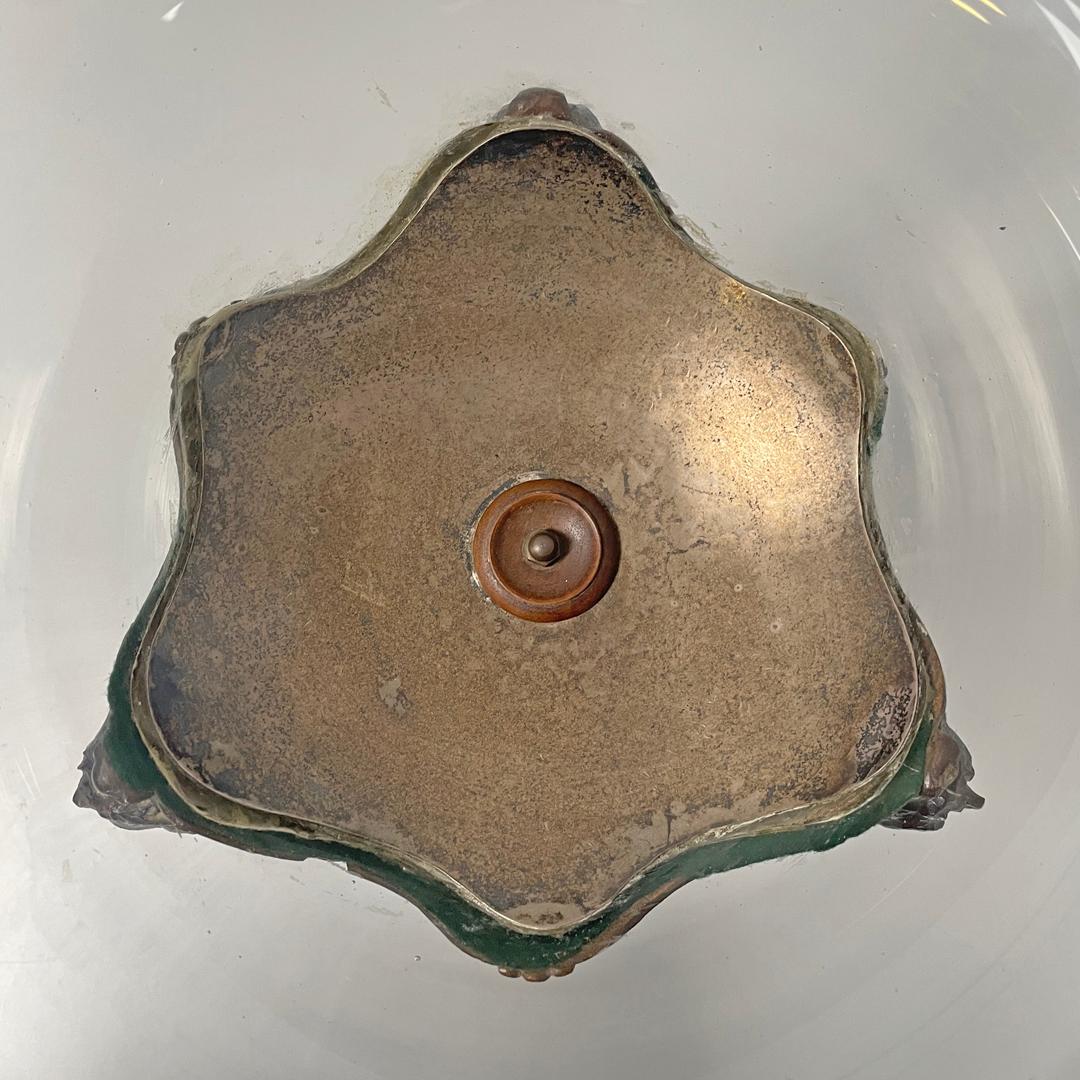 Italian antique cup with glass hemisphere and decorated wood stem, early 1900s For Sale 3