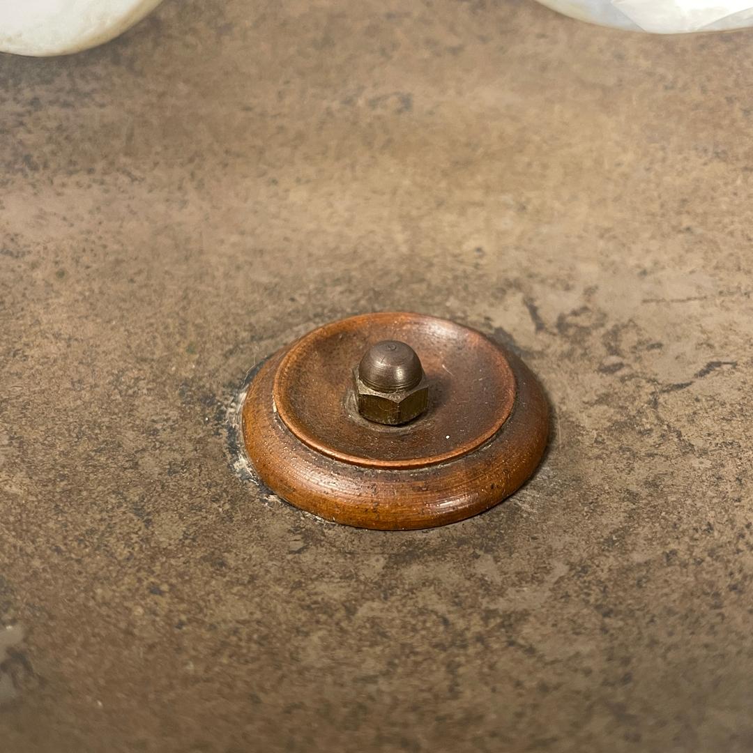 Italian antique cup with glass hemisphere and decorated wood stem, early 1900s For Sale 4