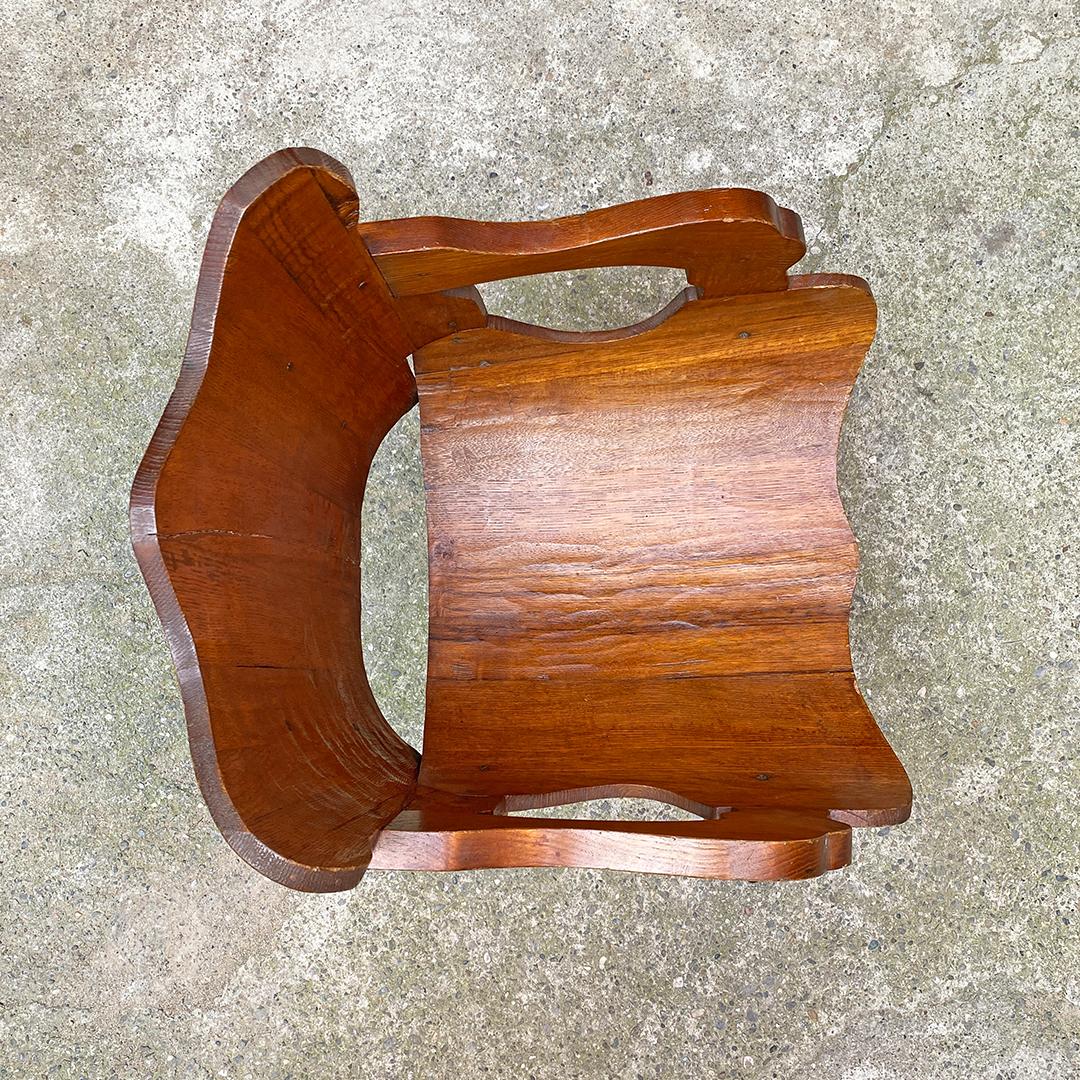 Italian Antique Curved Wood Irregular Shape Pair of Rustic Armchair, 1930s 7