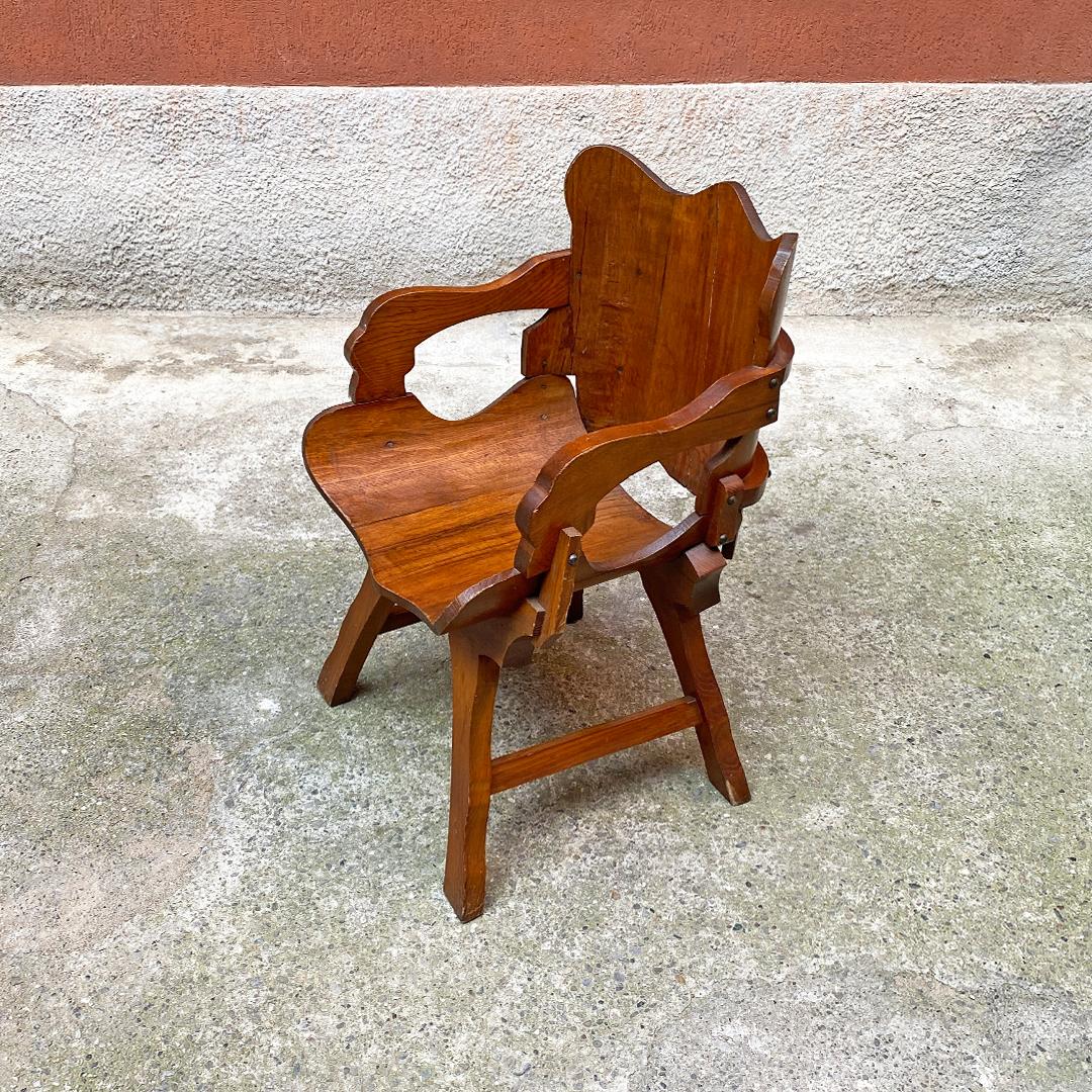 Italian Antique Curved Wood Irregular Shape Pair of Rustic Armchair, 1930s In Good Condition In MIlano, IT