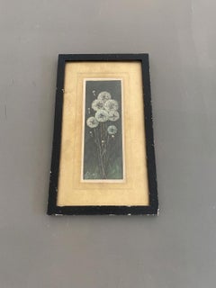 Italian Antique Deco Oil Painting with Dandelion Flowers by Giovanni Zorris