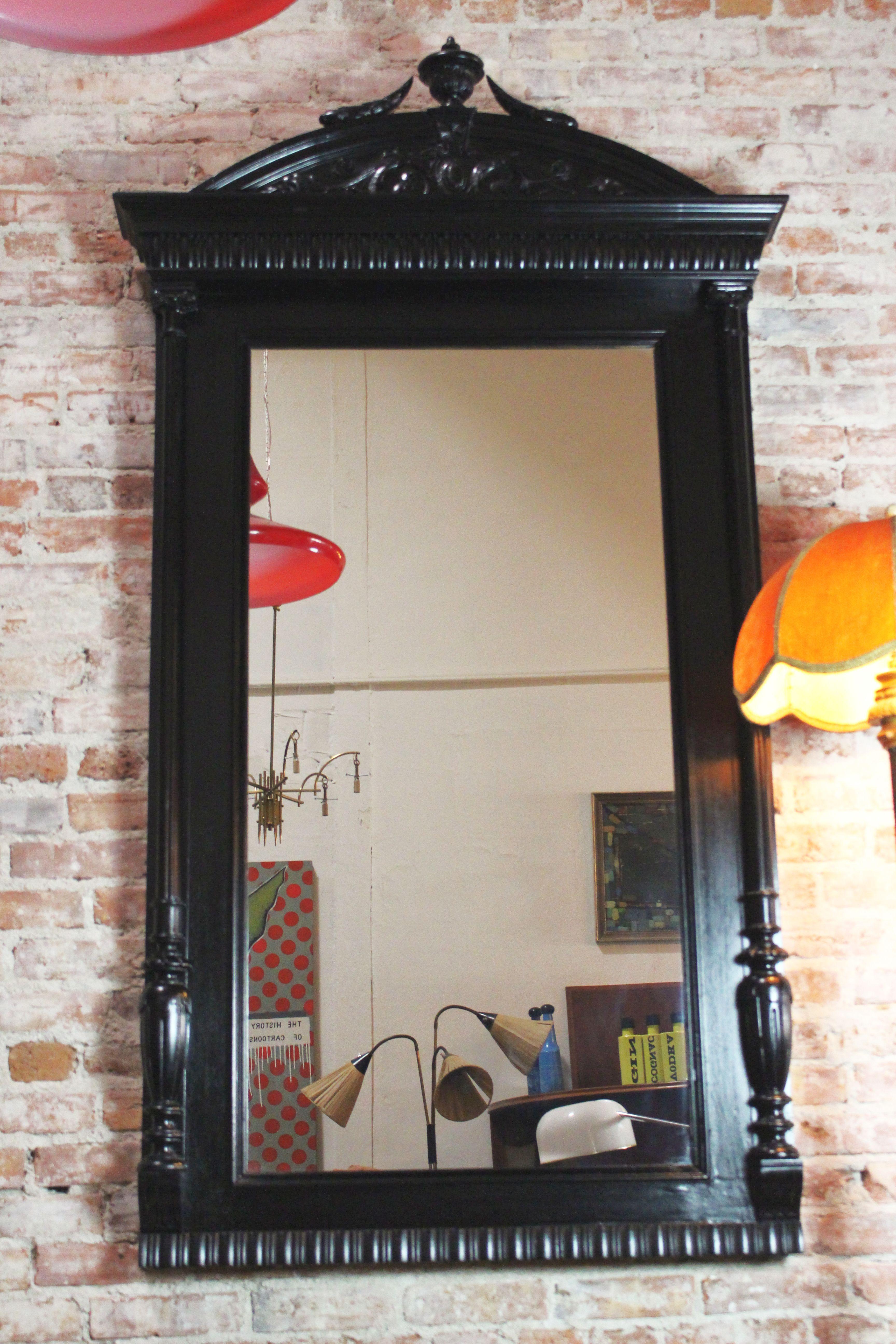Early 20th Century Italian Antique Ebonized Wall Mirrore For Sale