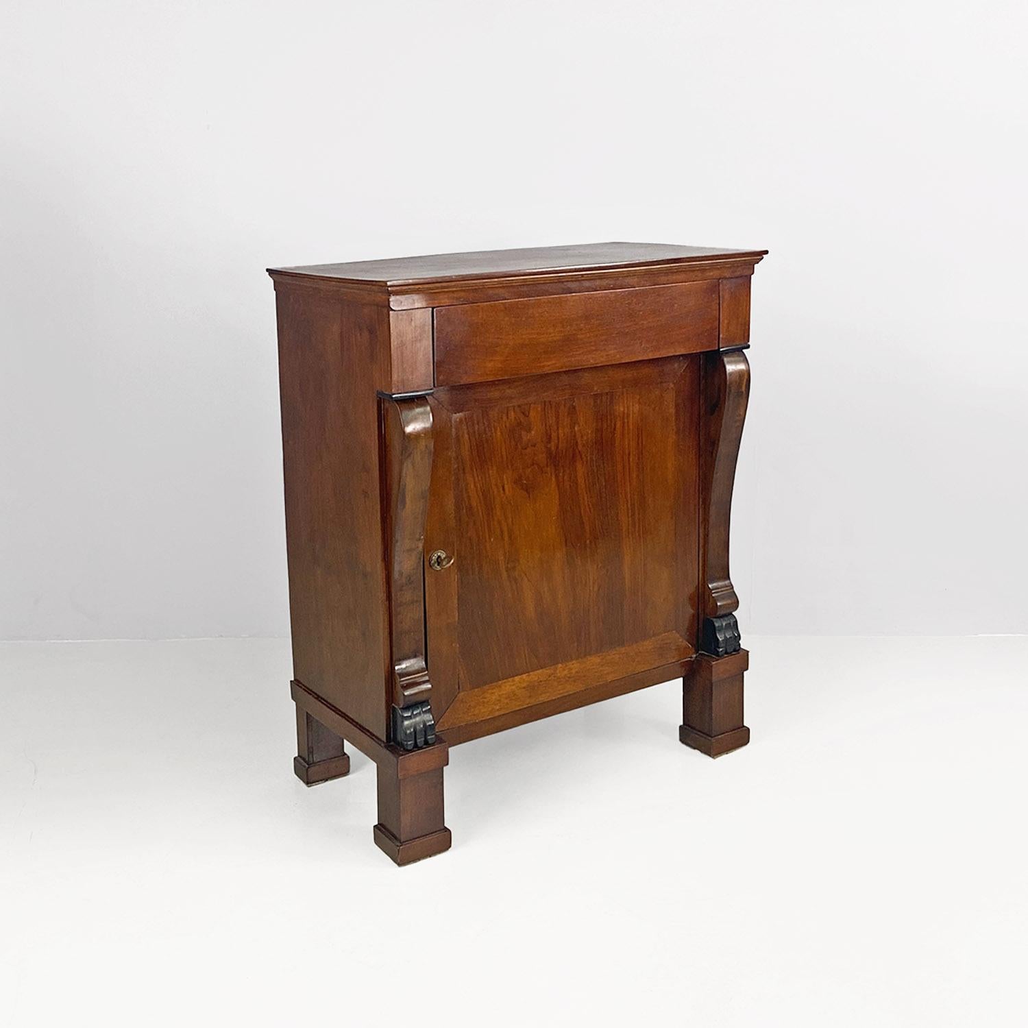 Mueble italiano antiguo de madera estilo imperio con puerta y cajón, años 1850 Imperio en venta