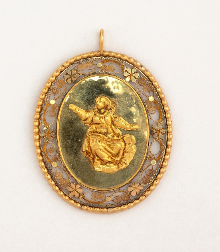 Italian Antique Gold Religious Pendant at 1stDibs