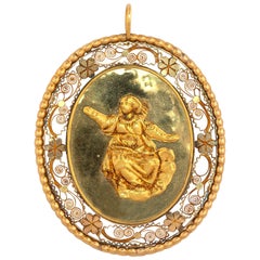 Italian Antique Gold Religious Pendant