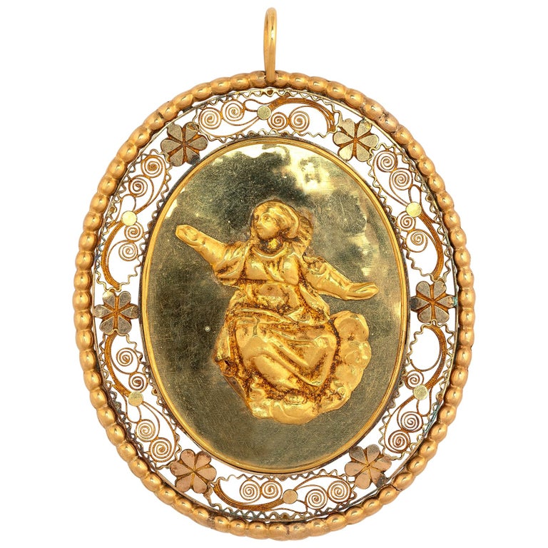 Italian Antique Gold Religious Pendant at 1stDibs