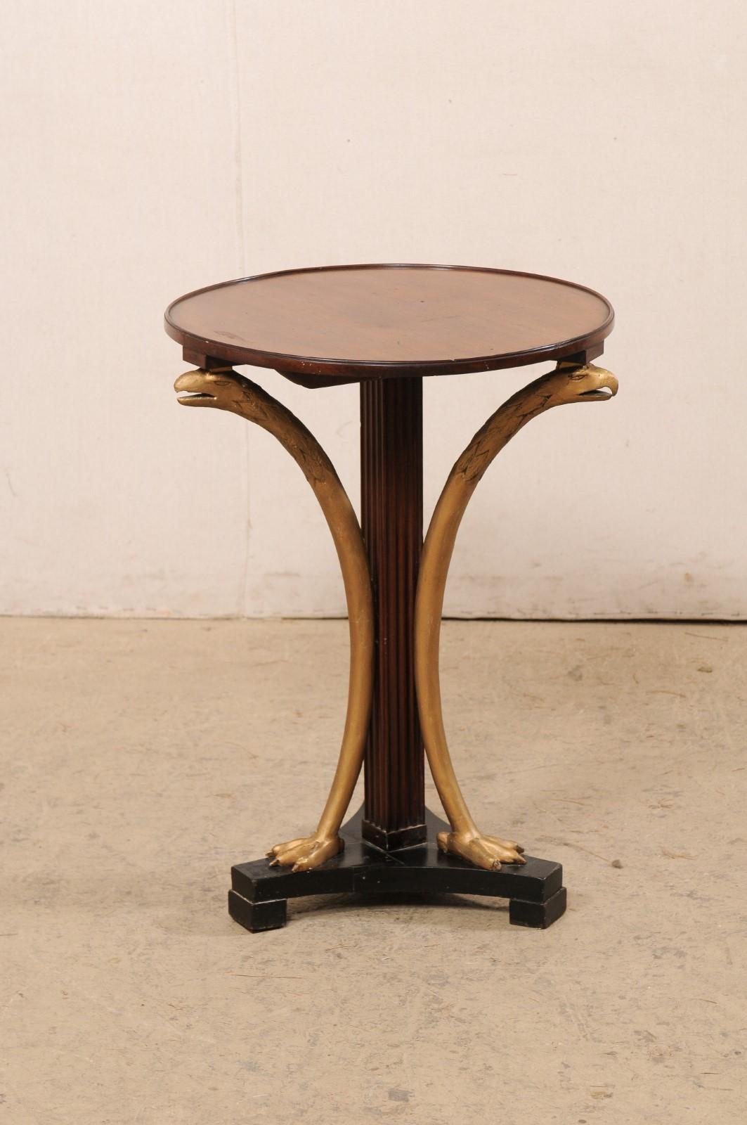 19th Century Italian Antique Gueridon Accent Table w/Carved & Gilt Eagles, Round For Sale