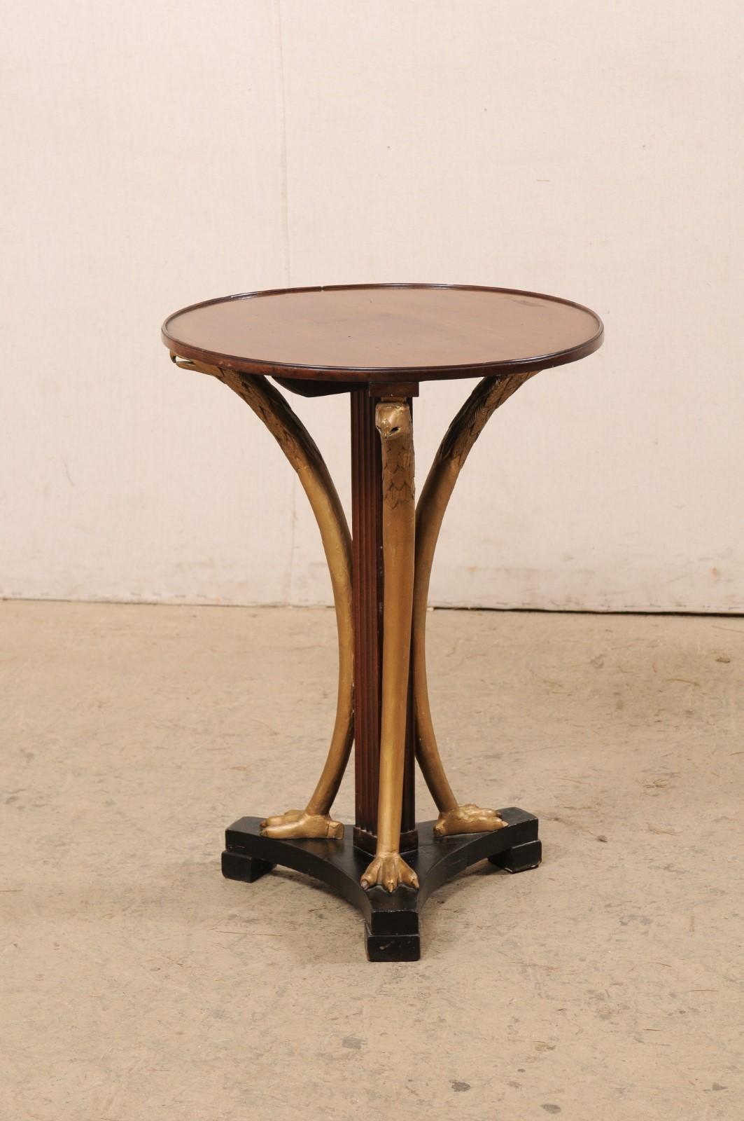 Italian Antique Gueridon Accent Table w/Carved & Gilt Eagles, Round For Sale 2