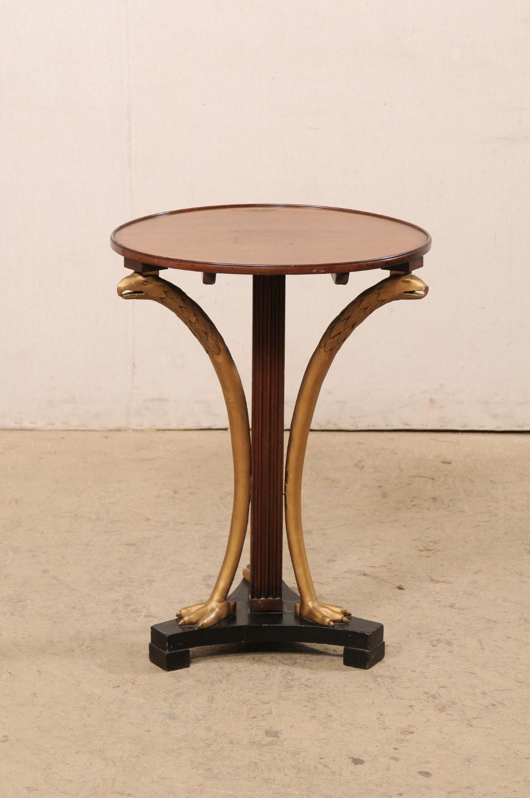 Italian Antique Gueridon Accent Table w/Carved & Gilt Eagles, Round For Sale 3
