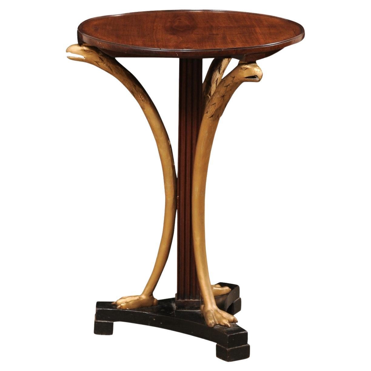 Italian Antique Gueridon Accent Table w/Carved & Gilt Eagles, Round For Sale