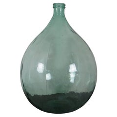 Italian Antique Hand Blown Demijohn Wine Bottle Jug Green Glass Carboy