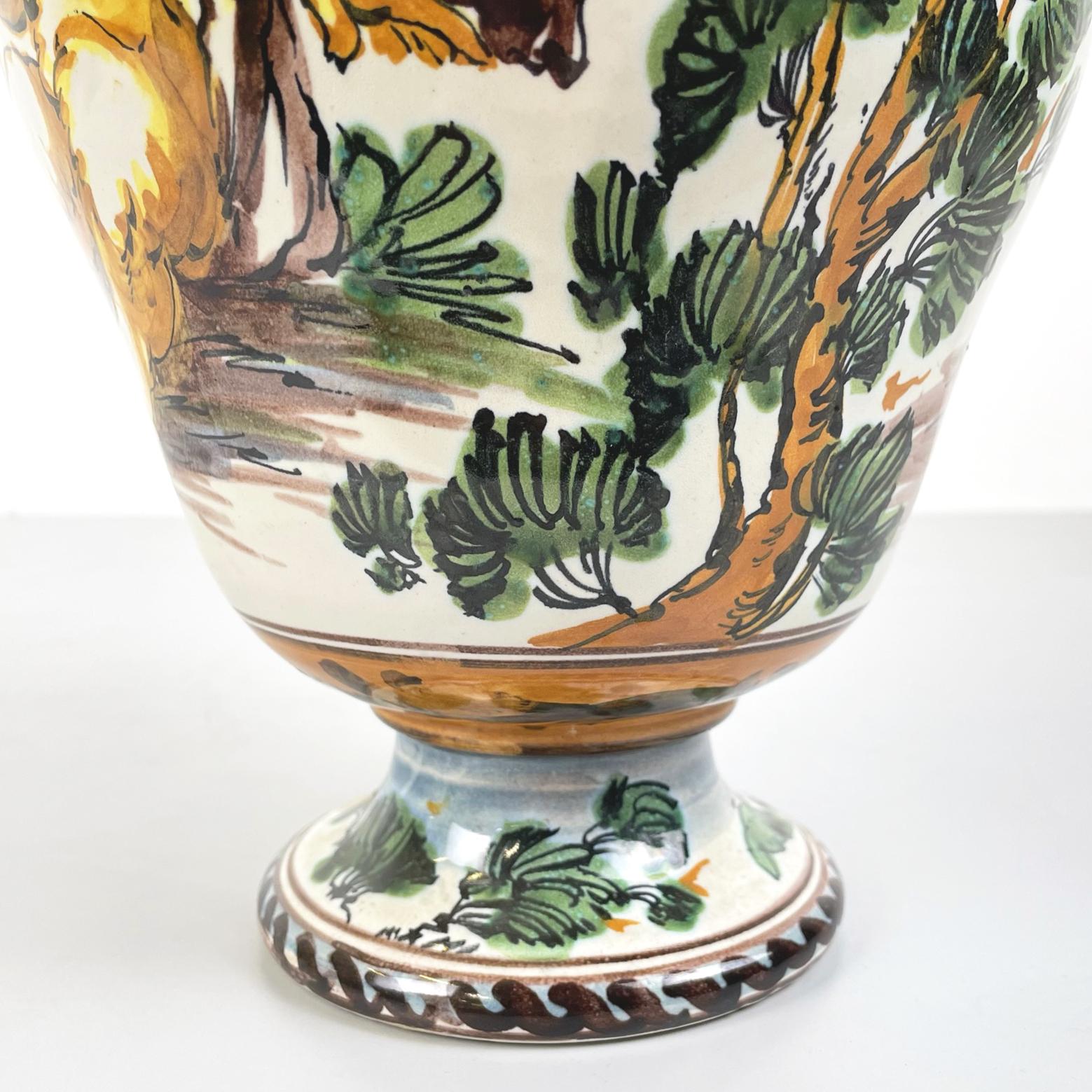 Vase Albisola italien ancien fabriqué à la main en céramique peinte à la main, années 1900 en vente 7