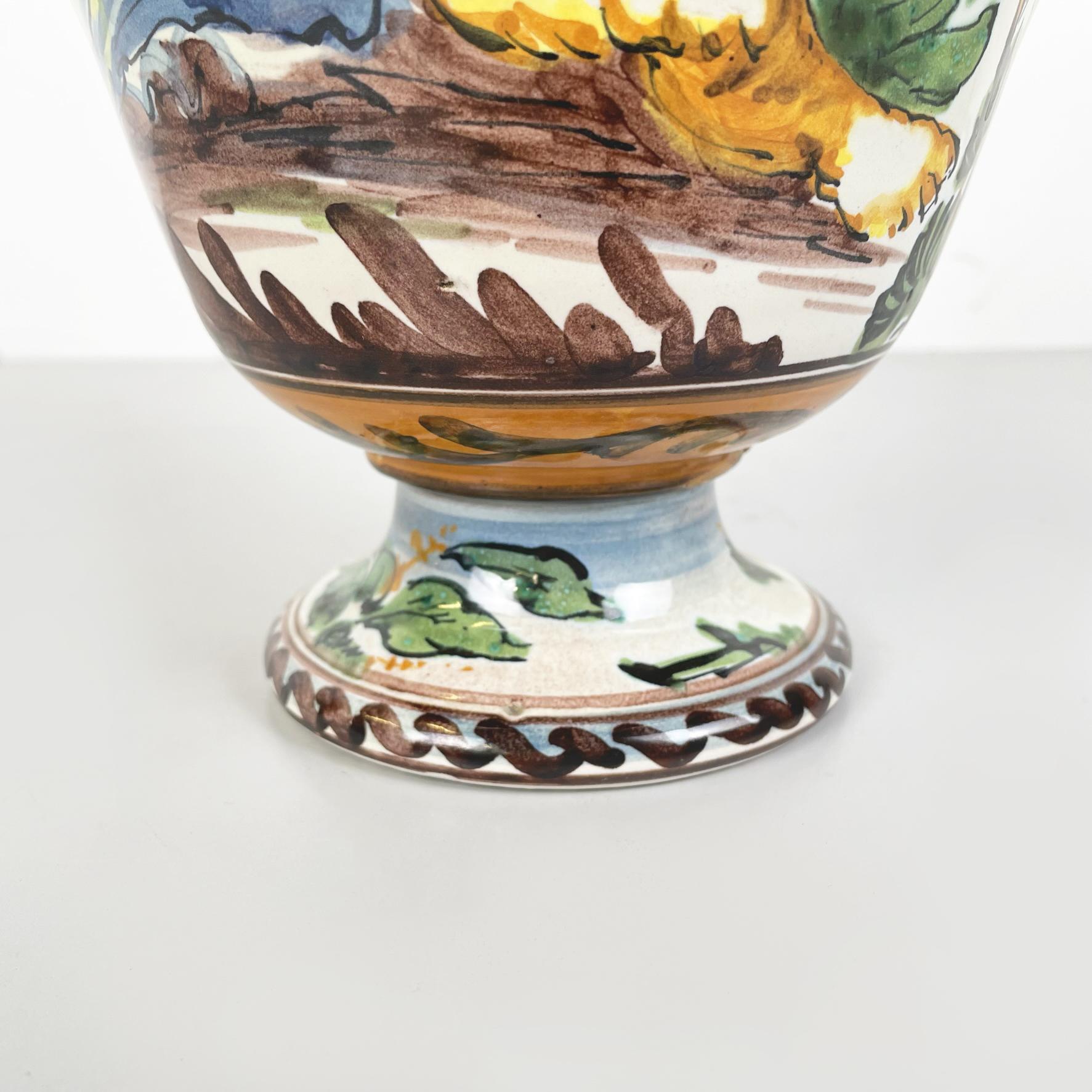 Italian Antique Handcrafted Albisola Vase in Hand Painted Ceramic, 1900s For Sale 9