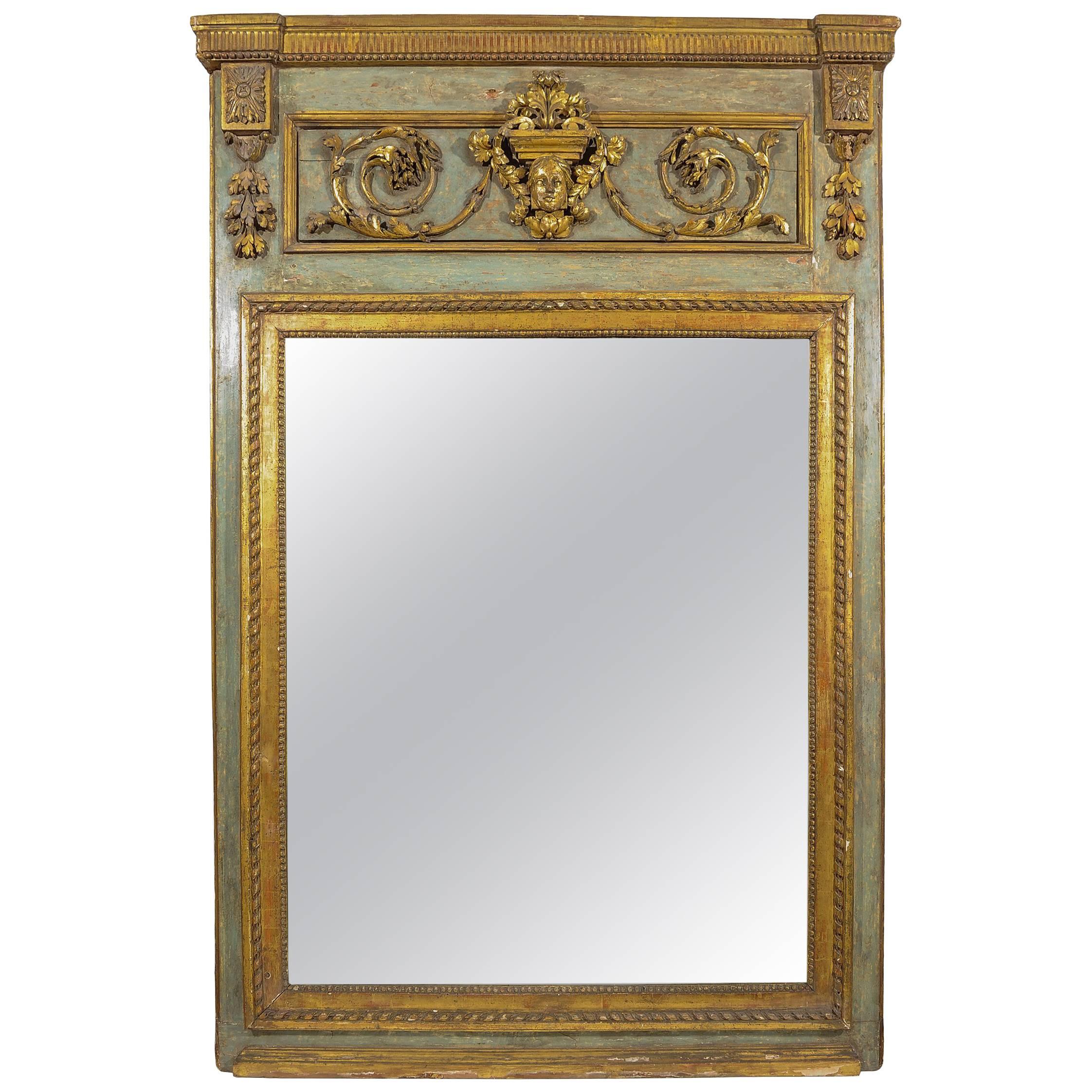  Italian Antique Elegant Lacquered Gilt Mirror