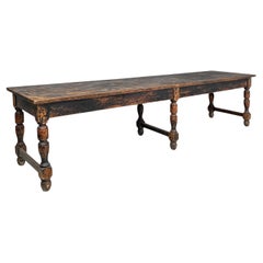 Gran mesa de comedor fratino italiana antigua de madera, mediados del siglo XIX