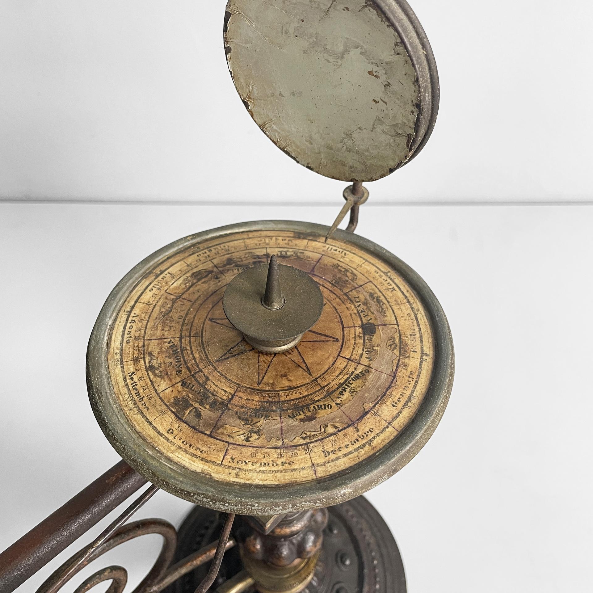 Italian antique mechanical tellurium in brass and cast iron, mid 1800s For Sale 2