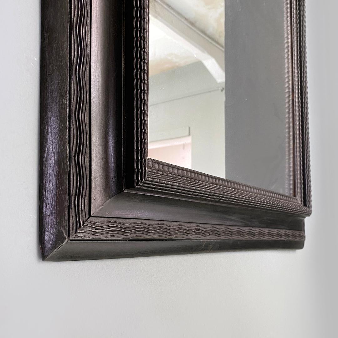 Italian Antique Medium Size, Rectangular, Guillochè Wall Mirror, 1930s 4