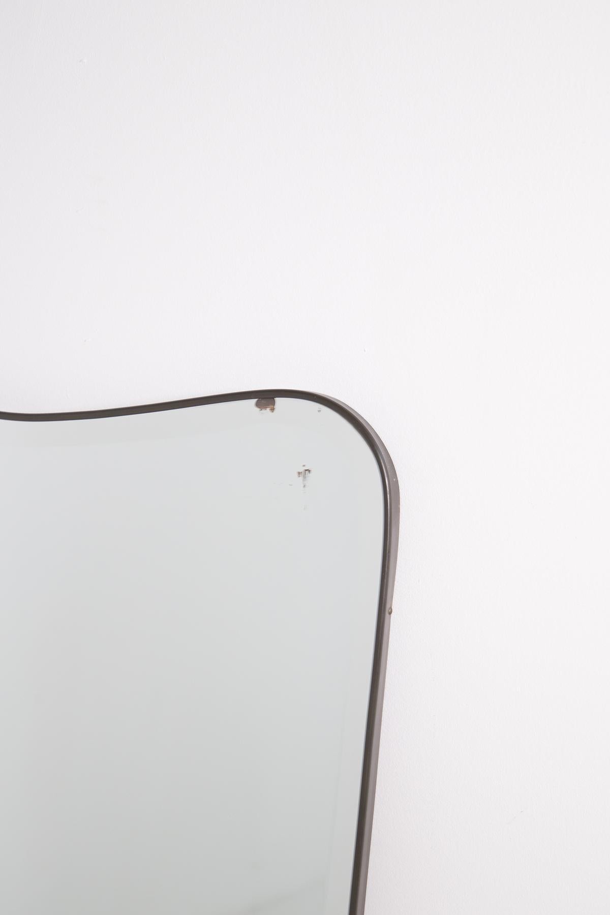 Mid-Century Modern Italian Antique Mirror Attributed to Gio Ponti in Brass and Mirror