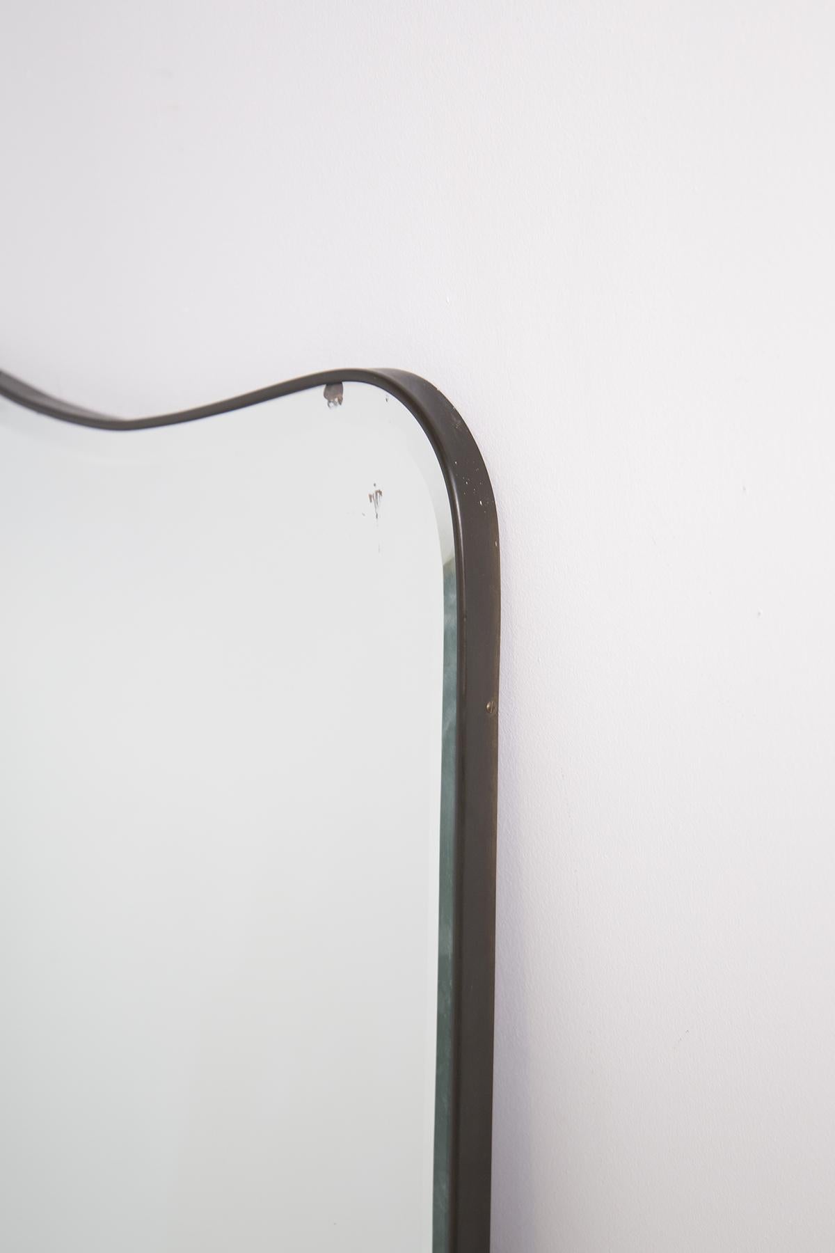 Italian Antique Mirror Attributed to Gio Ponti in Brass and Mirror In Good Condition In Milano, IT