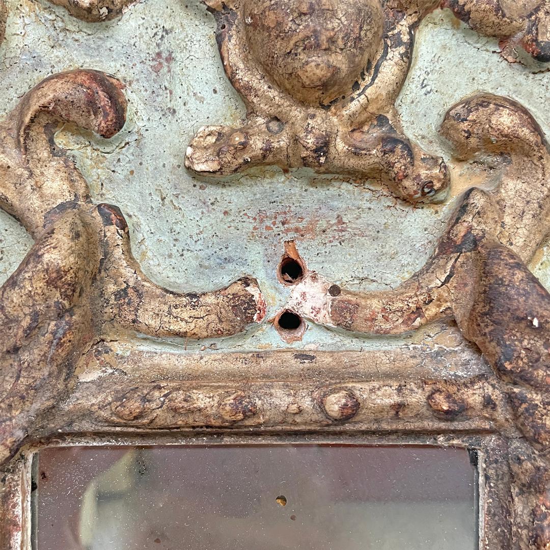 Italian antique mirrors in rectangular golden and light green wood, 1900s For Sale 5