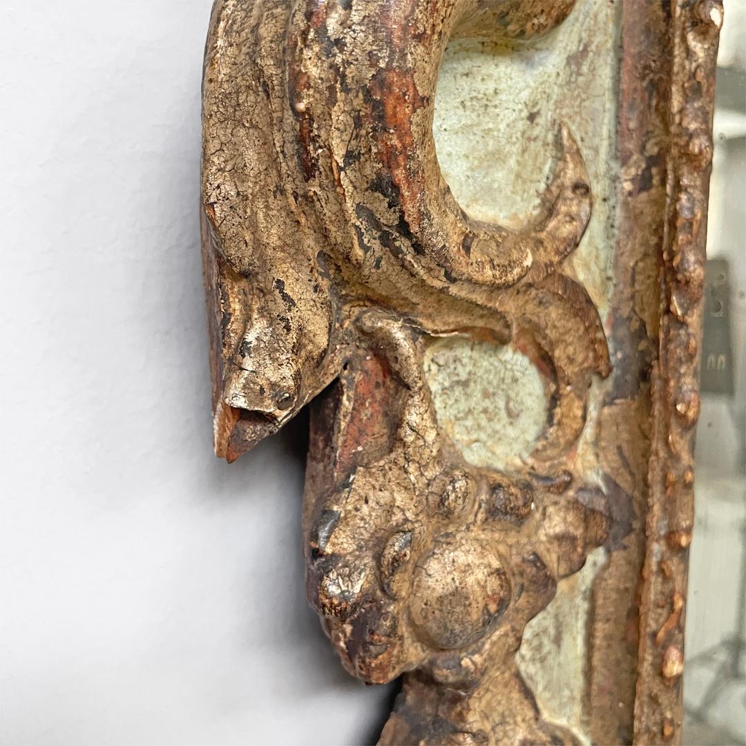 Italian antique mirrors in rectangular golden and light green wood, 1900s For Sale 6