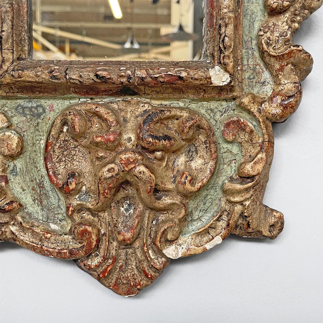 Italian antique mirrors in rectangular golden and light green wood, 1900s For Sale 15