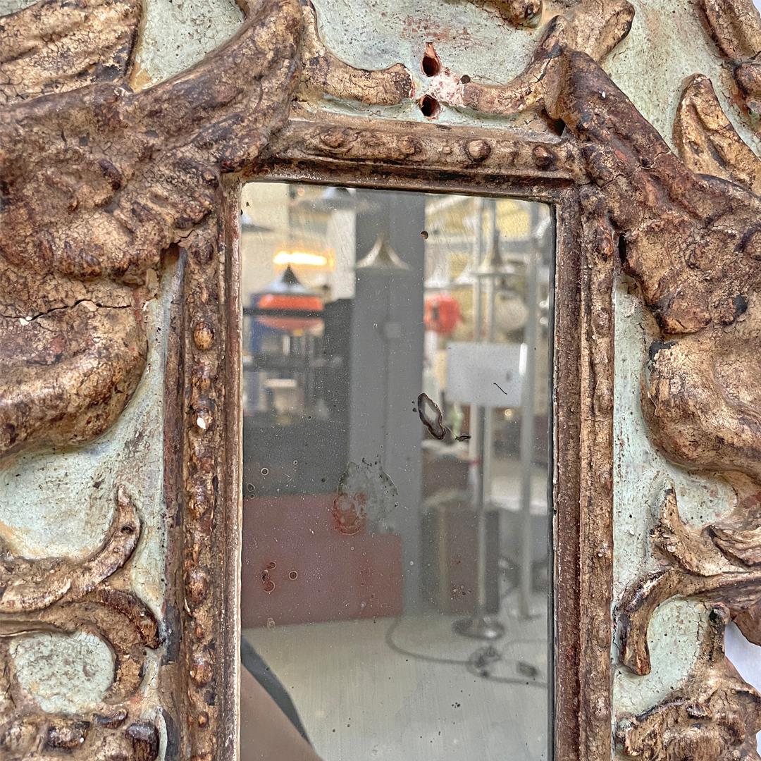 Italian antique mirrors in rectangular golden and light green wood, 1900s For Sale 4