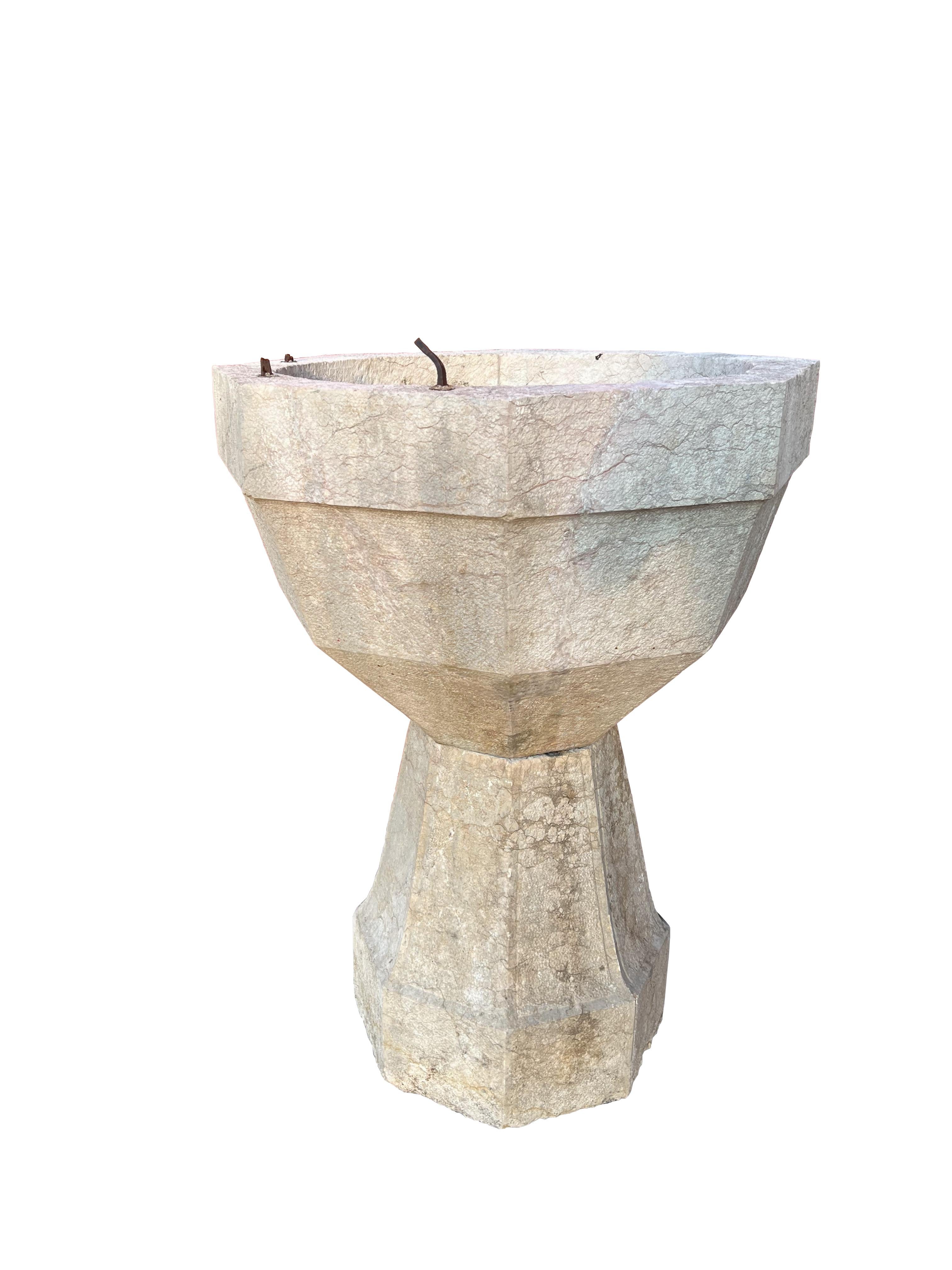 Embossed Italian Antique Octagonal Marble Well For Sale