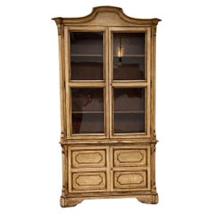 Italian Antique Painted and Gilded Glazed Cabinet Bookcase, 1920's