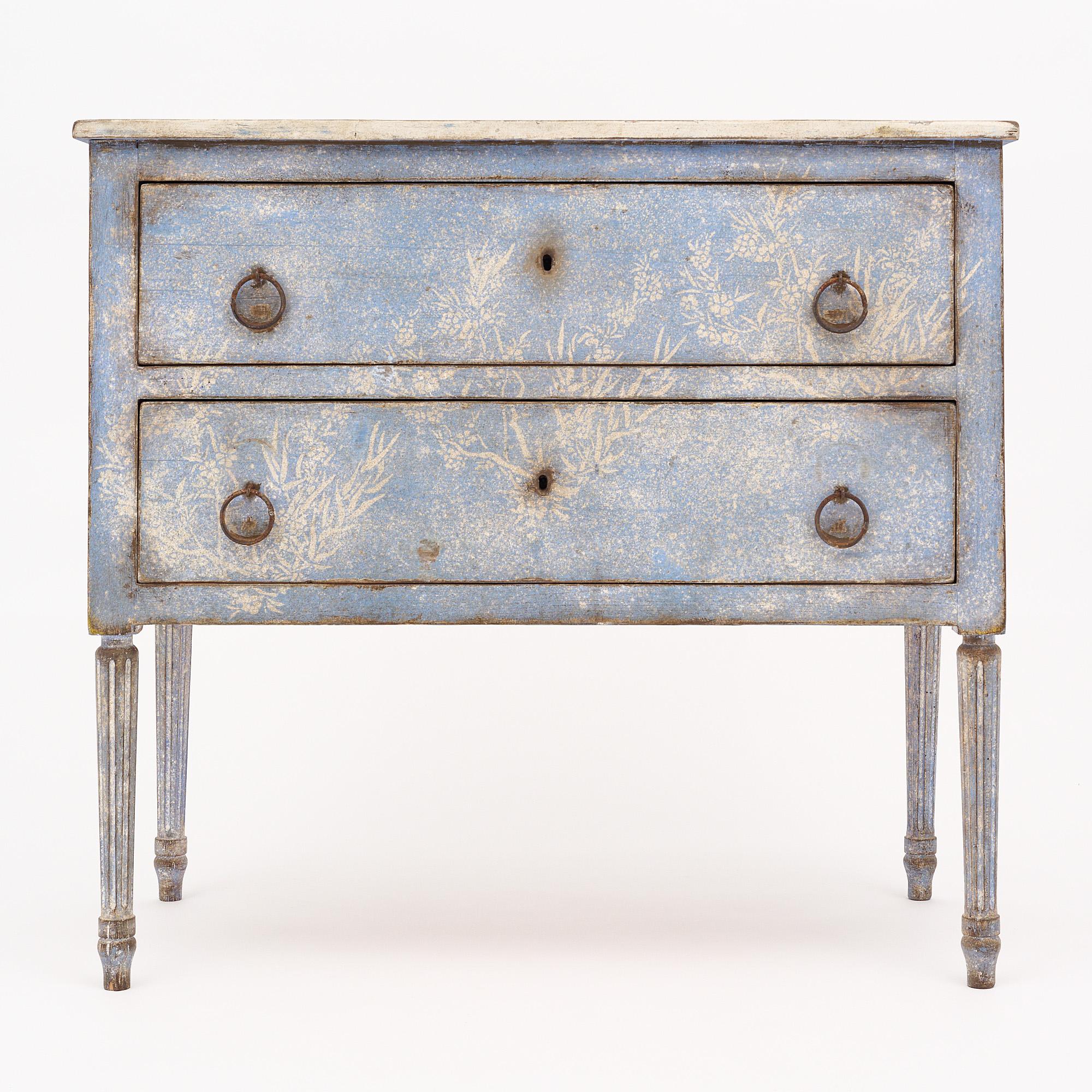 Wood Italian Antique Painted Chest For Sale