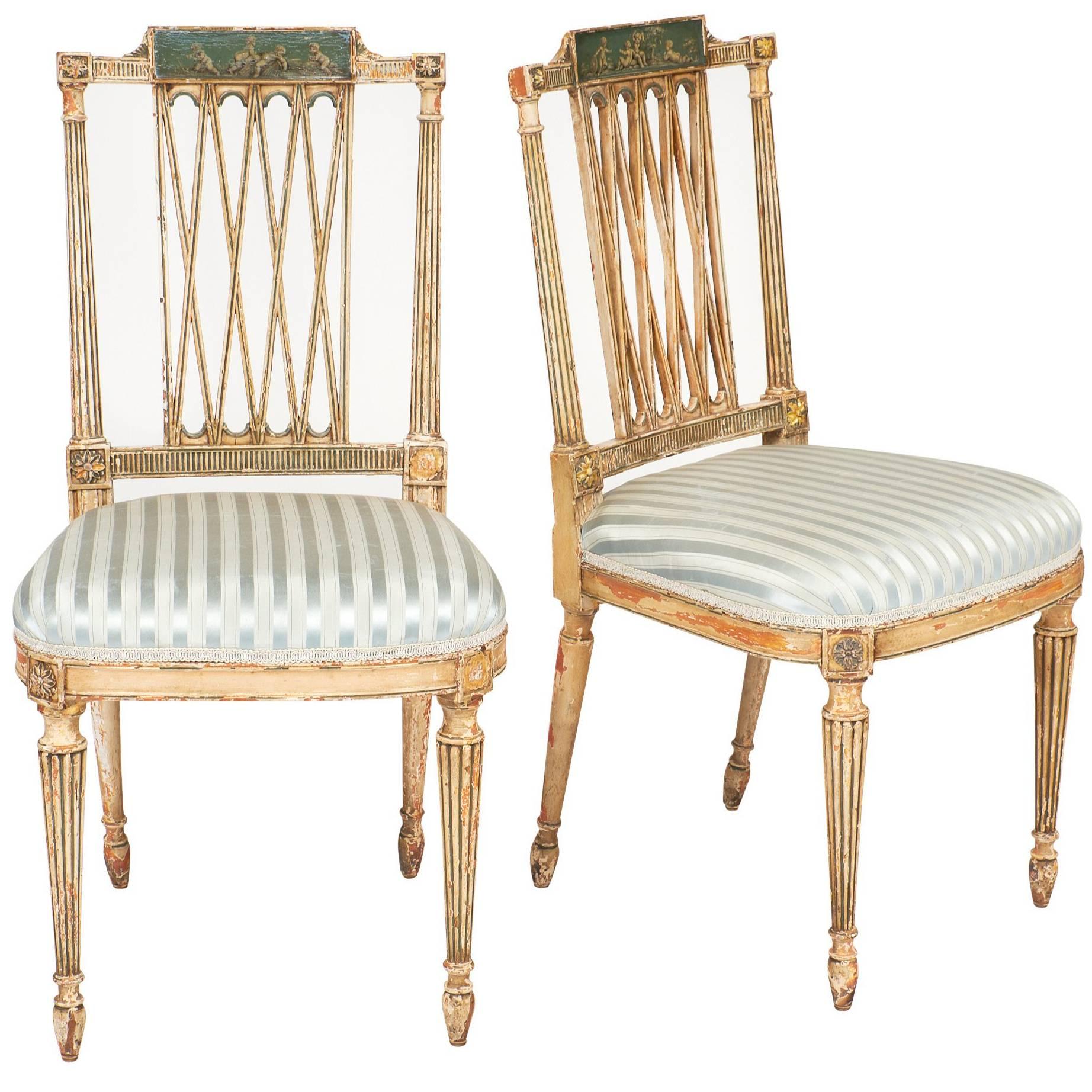 Italian Antique Painted Side Chairs