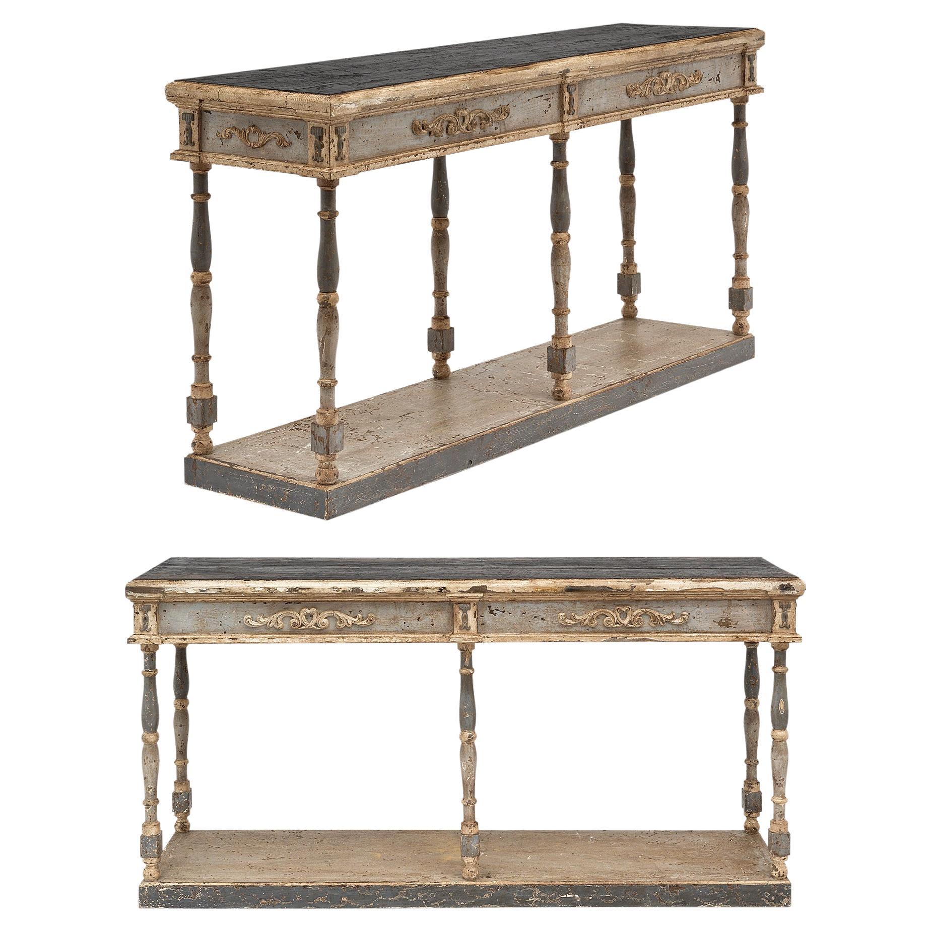Italian Antique Pair of Console Tables For Sale