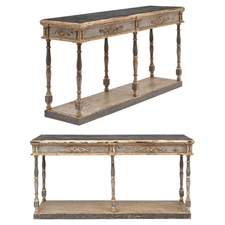 Italian Antique Pair of Console Tables For Sale at 1stDibs