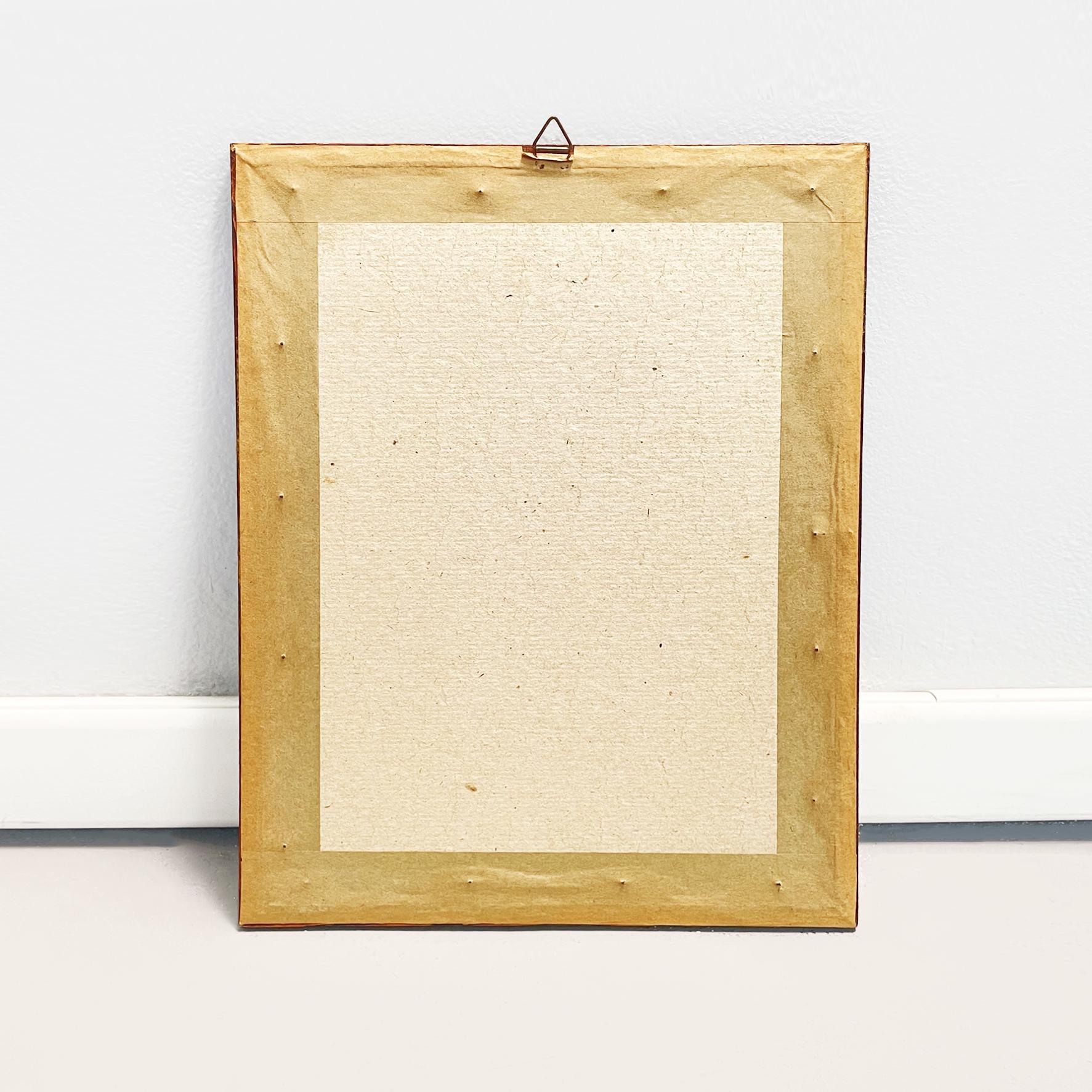 Italian Antique Picture Pencil Drawing on Paper of a Man, in Wooden Frame, 1900s For Sale 2