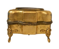 Italian Antique Pietra Dura Inlaid Gilt Bronze Box with Enameling